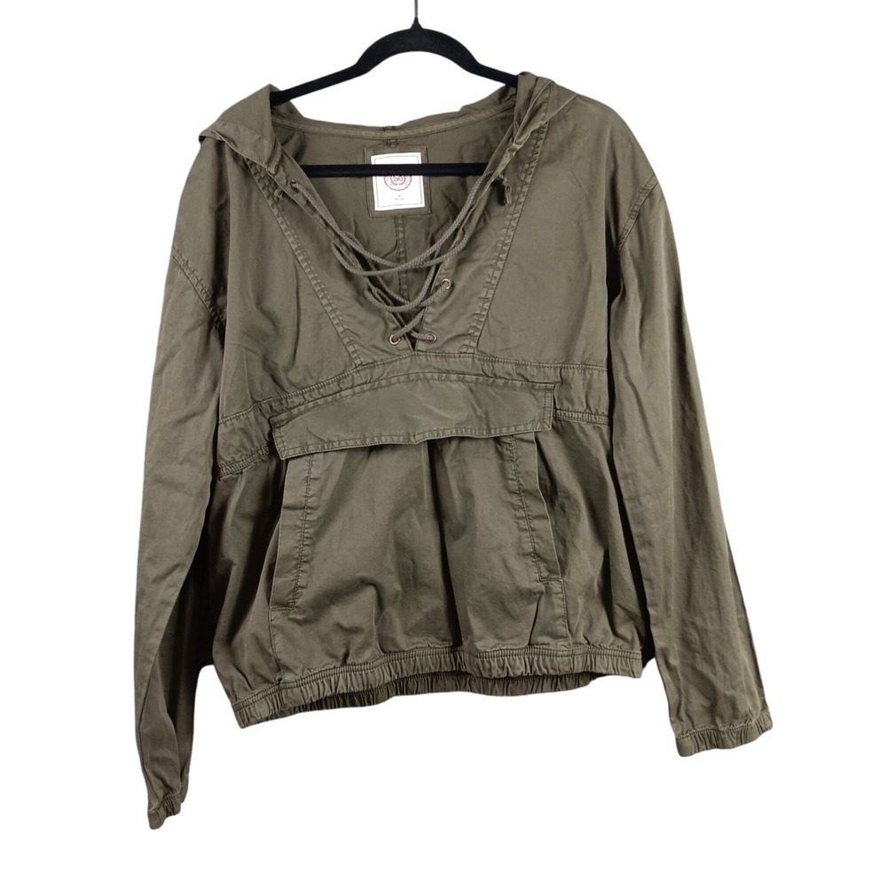 So Olive Green Hooded Anorak Jacket Long Sleeve Pullover Drawstring Women's